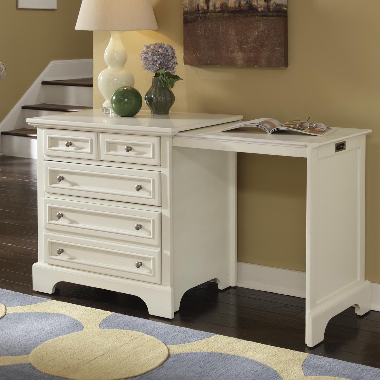 Home Styles Naples White Expandable Desk with Brushed Nickel Hardware